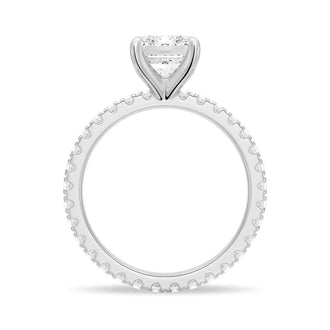 Emerald Cut Engagement Ring With Eternity Pave Band - MSBLUE JEWELRY