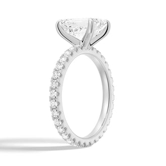 Emerald Cut Engagement Ring With Eternity Pave Band - MSBLUE JEWELRY