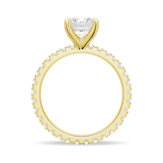 Emerald Cut Engagement Ring With Eternity Pave Band - MSBLUE JEWELRY