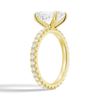 Emerald Cut Engagement Ring With Eternity Pave Band - MSBLUE JEWELRY