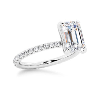 Emerald Cut Engagement Ring With Eternity Pave Band - MSBLUE Jewelry