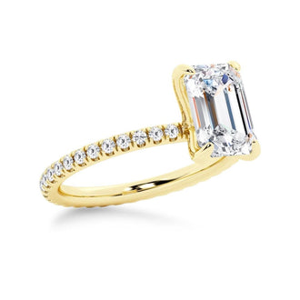 Emerald Cut Engagement Ring With Eternity Pave Band - MSBLUE Jewelry