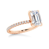 Emerald Cut Moissanite Engagement Ring With Eternity Pave Band