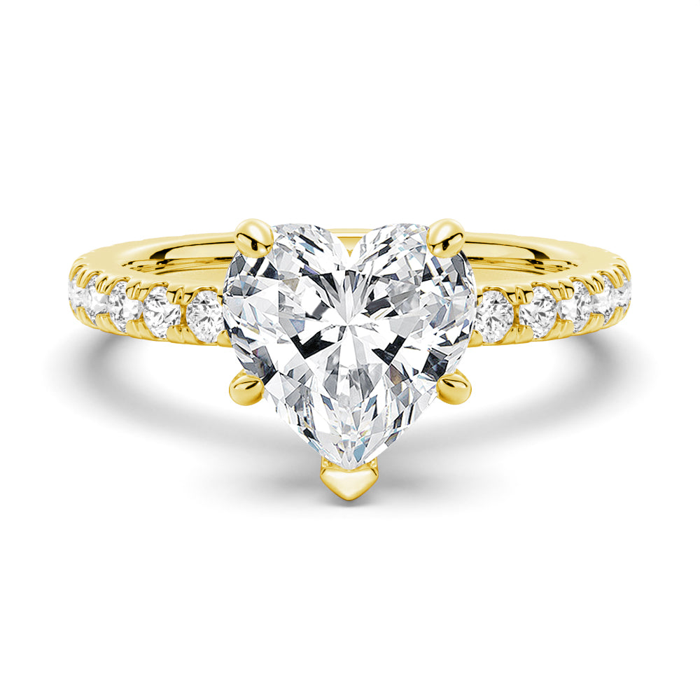 Heart Shaped Moissanite Engagement Ring With Eternity Pave Band