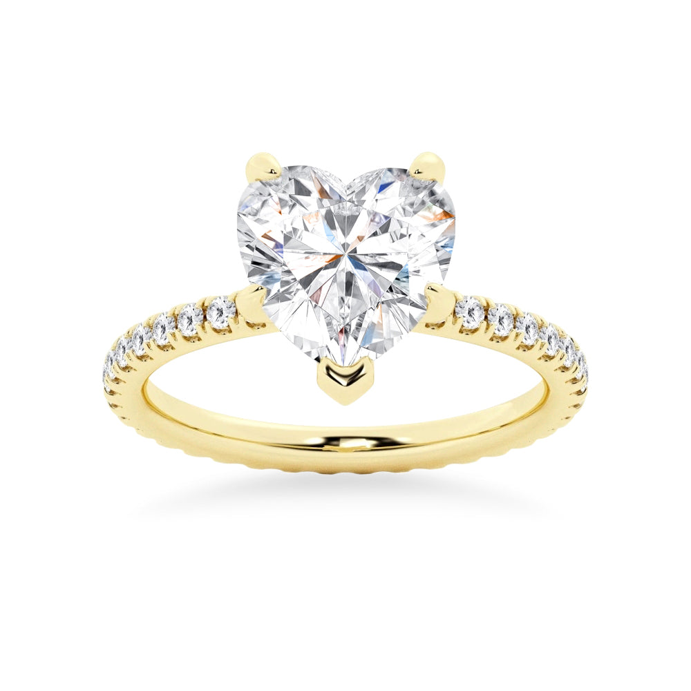Heart Shaped Moissanite Engagement Ring With Eternity Pave Band