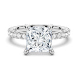 Princess Cut Moissanite Engagement Ring With Eternity Pave Band