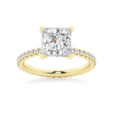Princess Cut Moissanite Engagement Ring With Eternity Pave Band