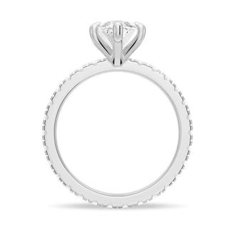 Marquise Cut Moissanite Engagement Ring With Eternity Pave Band - MSBLUE JEWELRY