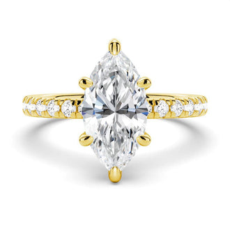 Marquise Cut Moissanite Engagement Ring With Eternity Pave Band - MSBLUE JEWELRY