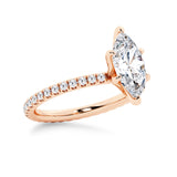 Marquise Cut Moissanite Engagement Ring With Eternity Pave Band
