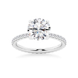 Round Moissanite Engagement Ring With Eternity Pave Band