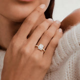 Radiant Cut Moissanite Engagement Ring With Eternity Pave Shank