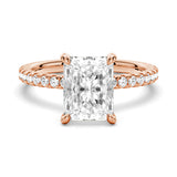 Radiant Cut Moissanite Engagement Ring With Eternity Pave Shank