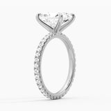 Radiant Cut Moissanite Engagement Ring With Eternity Pave Shank