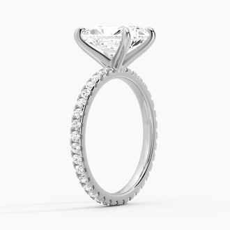 Radiant Cut Moissanite Engagement Ring With Eternity Pave Shank