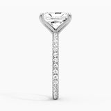 Radiant Cut Moissanite Engagement Ring With Eternity Pave Shank