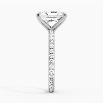 Radiant Cut Moissanite Engagement Ring With Eternity Pave Shank