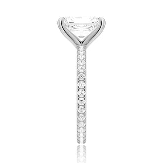 Radiant Cut Moissanite Engagement Ring With Eternity Pave Shank