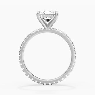 Radiant Cut Moissanite Engagement Ring With Eternity Pave Shank