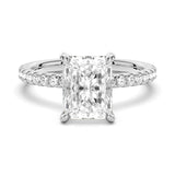 Radiant Cut Moissanite Engagement Ring With Eternity Pave Shank