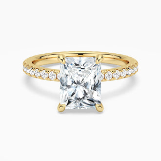 Radiant Cut Moissanite Engagement Ring With Eternity Pave Shank