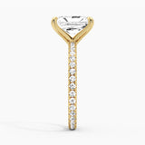 Radiant Cut Moissanite Engagement Ring With Eternity Pave Shank