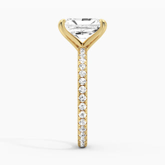 Radiant Cut Moissanite Engagement Ring With Eternity Pave Shank