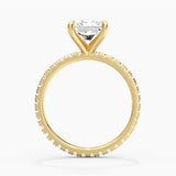 Radiant Cut Moissanite Engagement Ring With Eternity Pave Shank