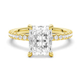 Radiant Cut Moissanite Engagement Ring With Eternity Pave Shank