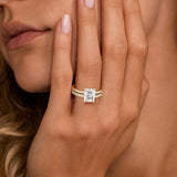 Solitaire Radiant Cut Moissanite Ring Set with Matching Wedding Band