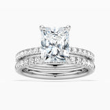 Solitaire Radiant Cut Moissanite Ring Set with Matching Wedding Band