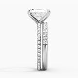 Solitaire Radiant Cut Moissanite Ring Set with Matching Wedding Band