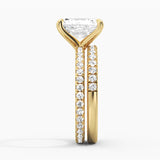 Solitaire Radiant Cut Moissanite Ring Set with Matching Wedding Band