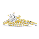 Solitaire Radiant Cut Moissanite Ring Set with Matching Stacking Band