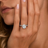 Oval Cut Moissanite Engagement Ring With Eternity Pave Band