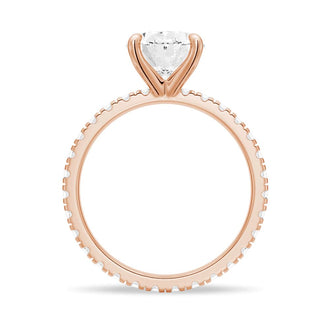 Oval Cut Engagement Ring With Eternity Pave Band - MSBLUE JEWELRY