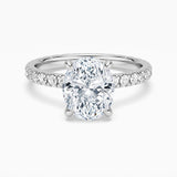 Oval Cut Moissanite Engagement Ring With Eternity Pave Band