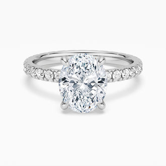 Oval Cut Moissanite Engagement Ring With Eternity Pave Band