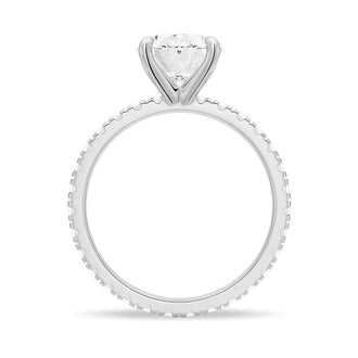 Oval Cut Engagement Ring With Eternity Pave Band - MSBLUE JEWELRY