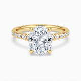 Oval Cut Moissanite Engagement Ring With Eternity Pave Band
