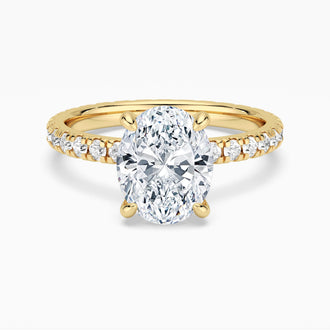 Oval Cut Moissanite Engagement Ring With Eternity Pave Band