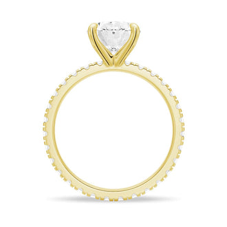 Oval Cut Engagement Ring With Eternity Pave Band - MSBLUE JEWELRY