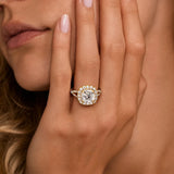 Cushion Cut Split Shank Moissanite Halo Engagement Ring