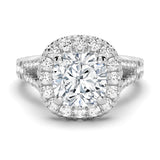 NEW Cushion Cut Split-Shank Halo Engagement Ring