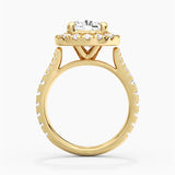 Cushion Cut Split Shank Moissanite Halo Engagement Ring