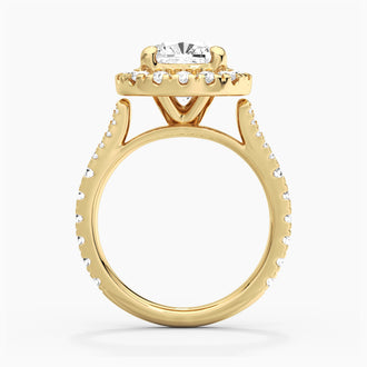 Cushion Cut Split Shank Moissanite Halo Engagement Ring
