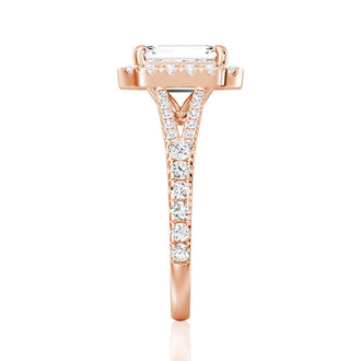 Emerald Cut Split-Shank Halo Engagement Ring - MSBLUE JEWELRY