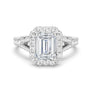 Emerald Cut Split-Shank Halo Engagement Ring - MSBLUE JEWELRY