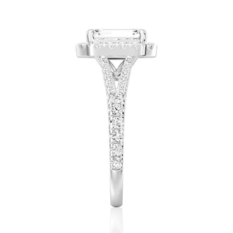 Emerald Cut Split-Shank Halo Engagement Ring - MSBLUE JEWELRY