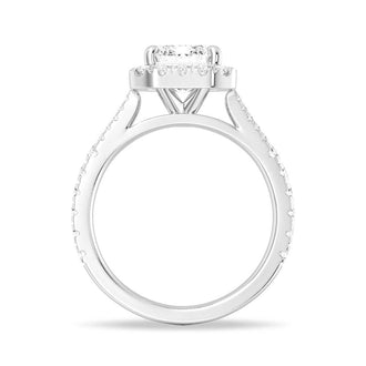 Emerald Cut Split-Shank Halo Engagement Ring - MSBLUE JEWELRY